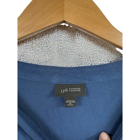 J Jill Wearever Collection Teal Blue Soft Stretch Modest Dress Medium Petite - Picture 3 of 5